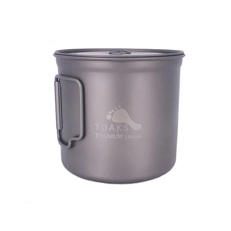Toaks pot-1100 Ultralight Titanium pot taza acampar al aire libre tazón con tapa de titanio portátil taza 1100 ml