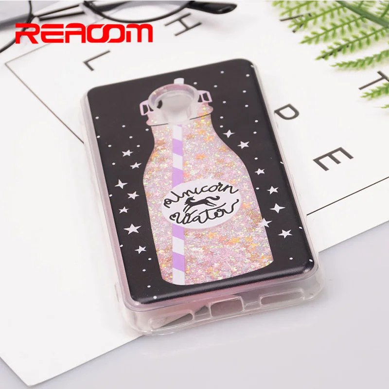 Reaoom for Meizu M5 Case Glitter Dynamic Liquid Star Quicksand Colorful Cute Bottle Unicorn Clear Cover Capa Meilan 5 |