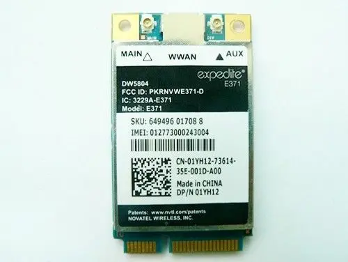 Беспроводная карта DW5804 4G WWAN LTE и HSPA + / UMTS мобильный широкополосный 01YH12 E371 PCI E 3G WLAN