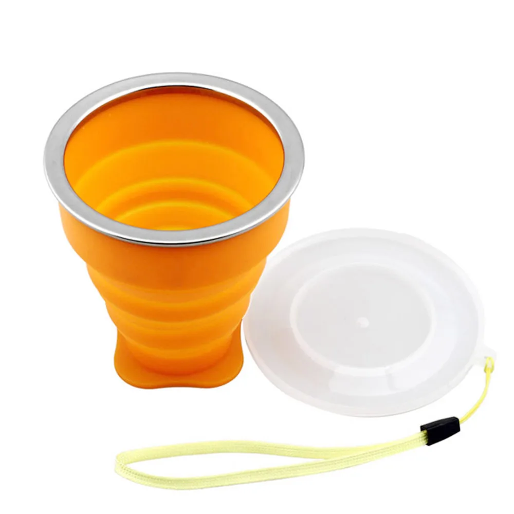 Silica Gel Collapsible Folding Cup Portable Travel Telescopic Durable Folding Drinking Style - Цвет: Orange