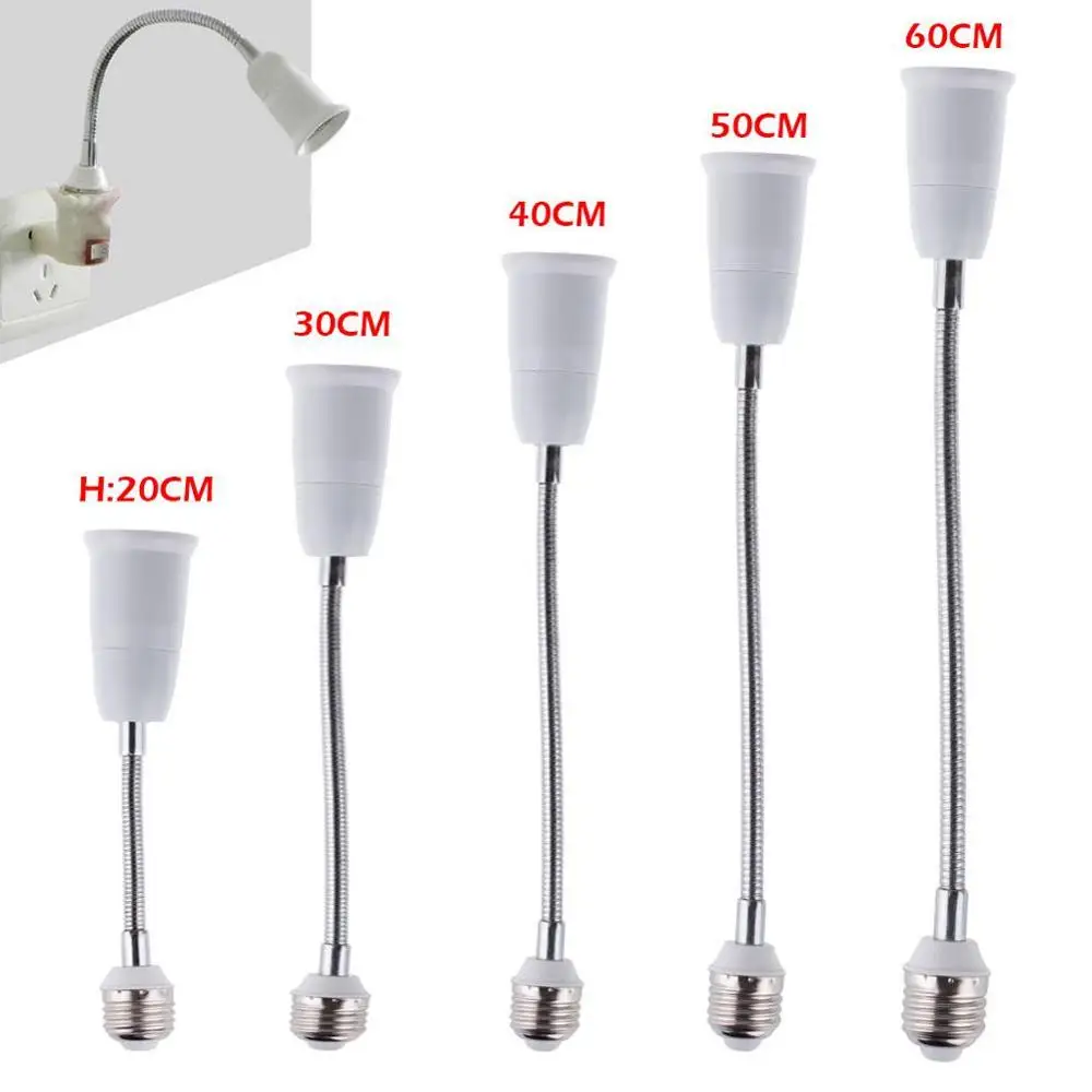 

1PCS E27 to E27 Flexible Extension Base LED Light Adapter Socket Bulb Socket Cable Length 20 30 40 50 60CM Holder Lamp Adapter