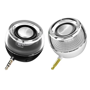 

Portable HIFI 3D Surround 3.5mm Aux Audio Jack Mini transparent Wireless Powerful Round Crystal Speaker for Phone Tablet laptop