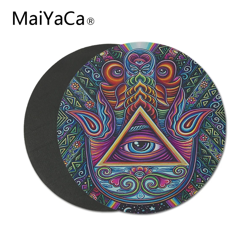hamsa hand round mouse pad rubber mouse mat desk mat for office work Anti-slip Round PC Laptop Mat Small Size  (1)