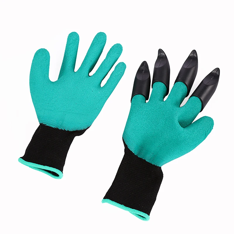 1 Pair/set Garden Gloves 4 ABS Plastic Garden Genie Rubber Gloves With Claws Quick Easy to Dig and Plant For Digging Planting