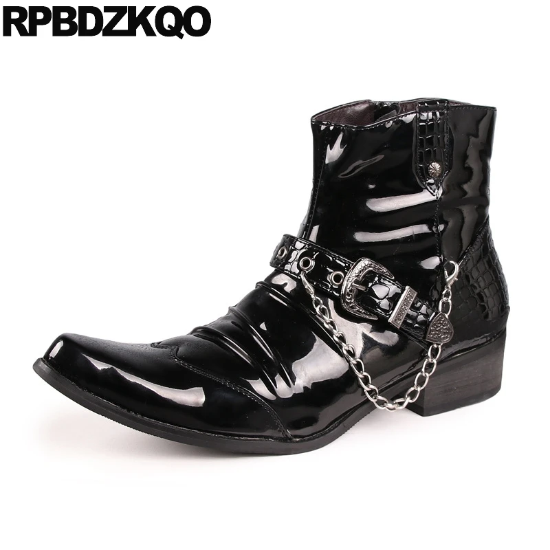 short black patent leather boots