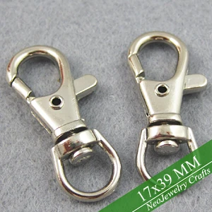 

Rhodium Plated Key Clasp, Snap Hook Clip, Swivel Clasp to Make Key Chains, match antique silver or stainless steel pendants