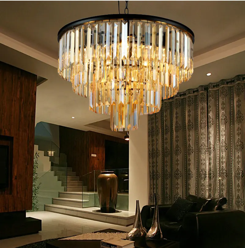 Блестящий светодиодный светильник в виде кольца, винтажный Лофт, стекло K9, хрустальная люстра, Светильники для спальни, гостиной, кухни