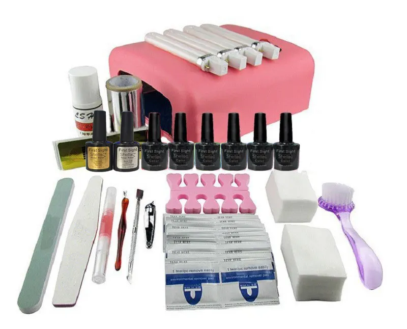 

EM-127 DIY UV Gel Polish Set Soak Off Gel Kit UV 36W Curing Lamp File Nail Art Tools free shipping