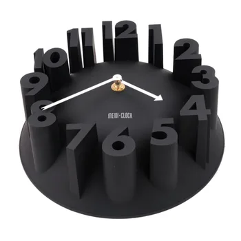 

Modern 3D Wall Clock Kitchen Living Clock Decal Sticker Carved Battery Power Black