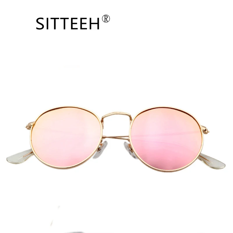 SITTEEH Sunglasses 2018 metal uv400 sun glasses for men and women round classic mirror oculos font