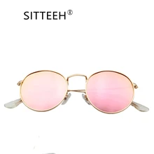 SITTEEH Sunglasses 2018 metal uv400 sun glasses for men and women round classic mirror oculos font