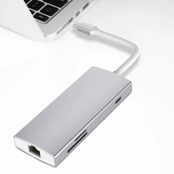 

Thunderbolt 3 Dock Station USB C Hub USB3.1 Type-c to HDMI RJ45 SD TF Card USB3.0 PD Charging Adapter for dell xps macbook pro