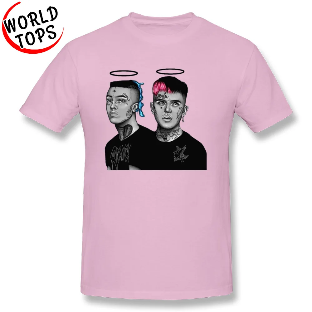 XXXTentacion x Lil Peep Custom Summer Pure Cotton Crew Neck Men's Tops & Tees Slim Fit T Shirts Family Short Sleeve T-shirts XXXTentacion x Lil Peep pink