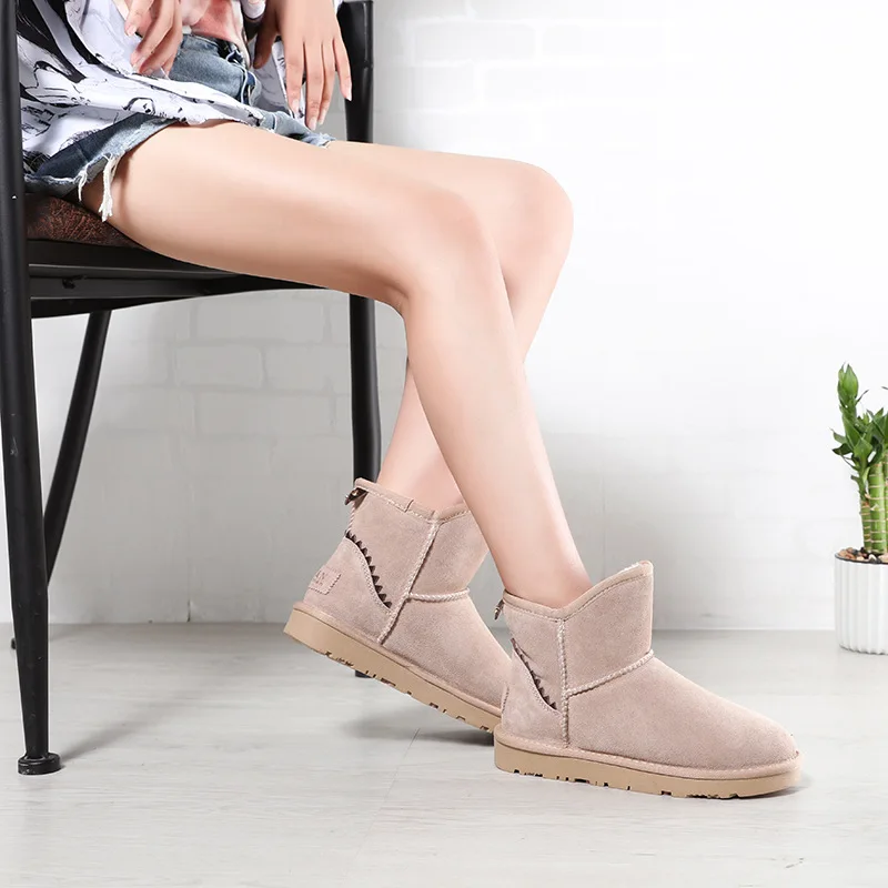 

Jookrrix Warm Shoes Women Fashion Brand Snow Boots Lady chaussure Ankle Boots with Fur Female Winter footware Metal Decoration