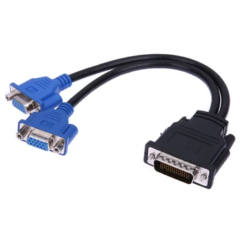 

DMS-59 Pin Male to 2 VGA 15 Pin Female Video Splitter Adapter Cable Monitor Adapter Extension Converter Video Cable For PC TV
