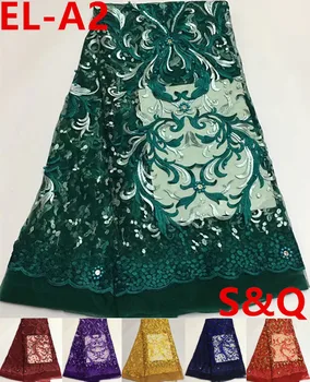

5yards latest african laces 2018 green african french lace fabric high quality nigerian lace fabrics for wedding dress EL-A2