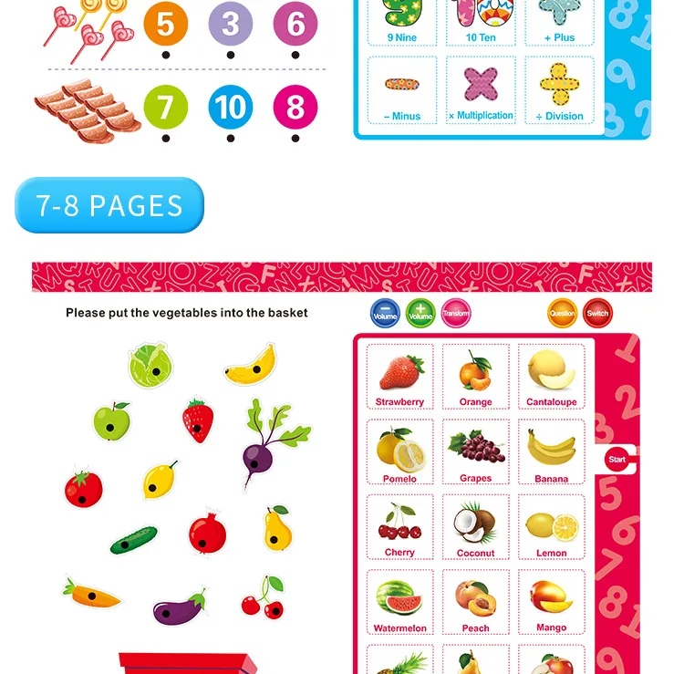 Livro de Aprendizagem com Lógica Educativos para Crianças Multi-função Inglês Eletrônico Leitura Inteligente Caneta Pai-criança Interação Brinquedos Mod. 268943 19 Home & Garden