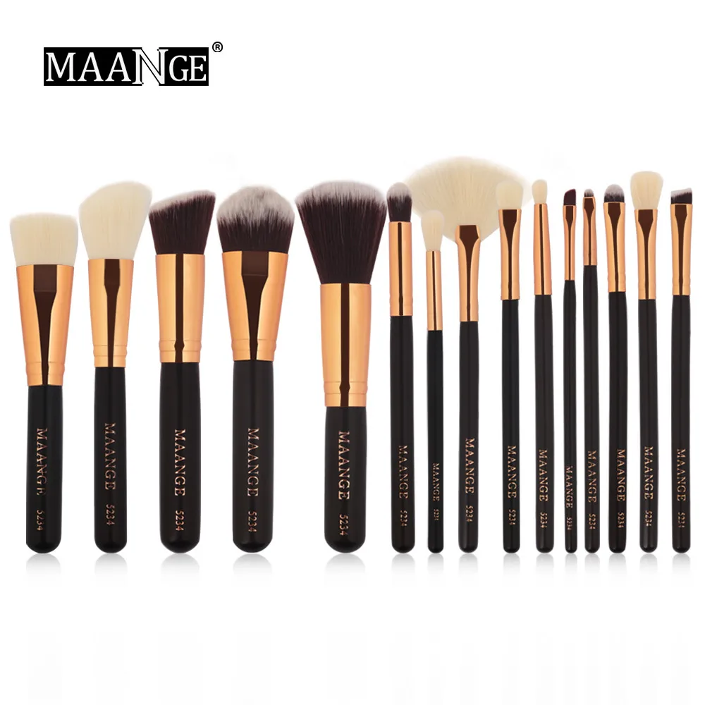 

2018 Top Quality Profissional 15 pcs Makeup Brush Set tools Make-up Toiletry Kit Wool Make Up Brush Set Kit Gift Drop shipping