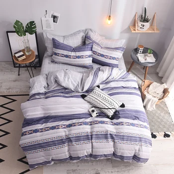 

High-quality 100% Cotton Printed Trendy Bedding Set Simple Duvet Cover Bed Sheet Fitted Sheet Pillowcases Queen size