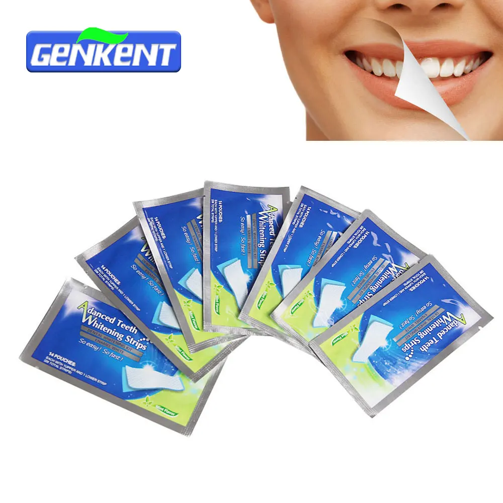 

GENKENT 7 Pouches/14 Strips Teeth Whitening Strips White strips Tooth Whitener Profession Whitening Bleaching Advanced Strips