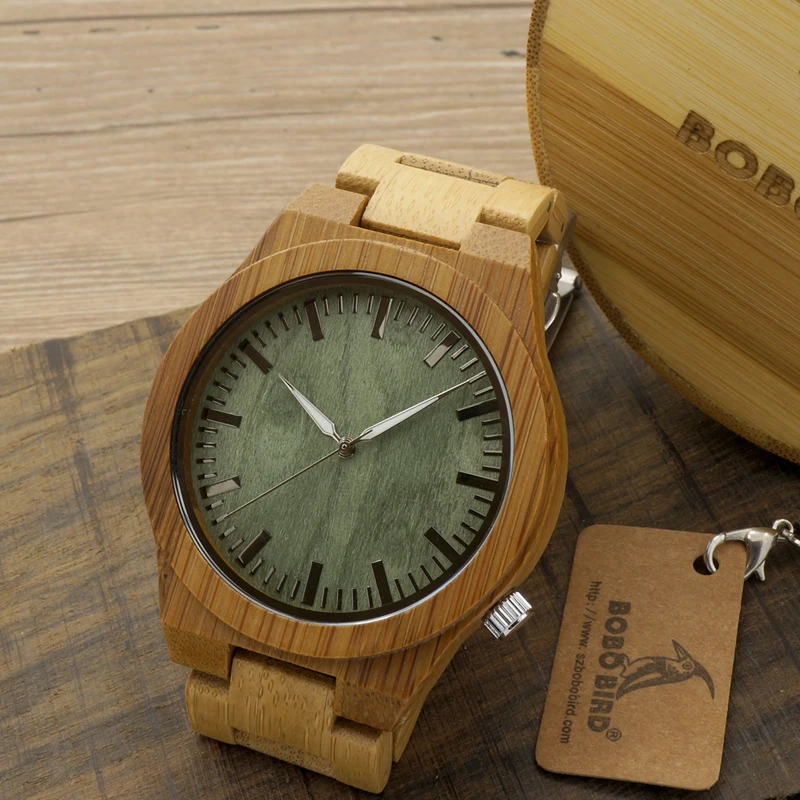 Wristwatch Ghost Eyes Wood Strap Glow Analog Watch with Bamboo Gift Box C-B22 (4)