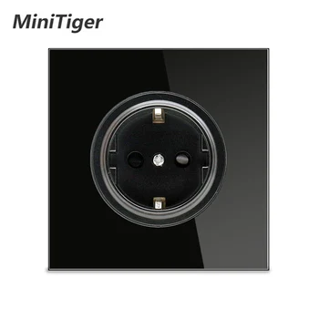 

Minitiger 2019 New Arrival Crystal Glass Panel 16A EU Standard Wall Power Socket Outlet Grounded With Child Protective Lock