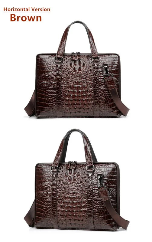 Высококачественная Мужская сумка из коровьей кожи, портфель, сумка через плечо, сумка-мессенджер с крокодиловым узором, мужская деловая