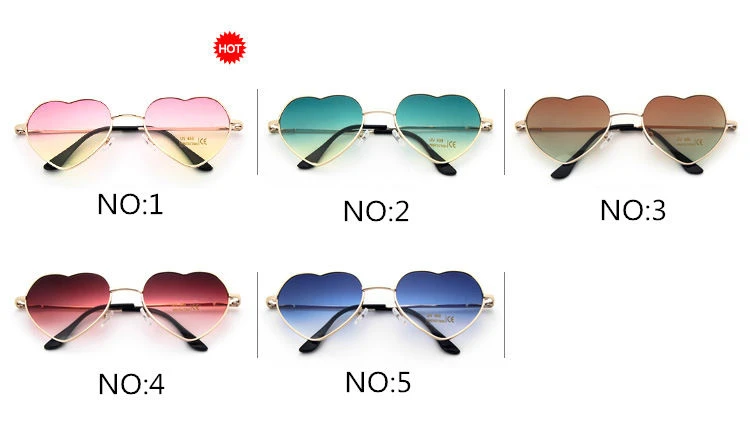Love Heart Shape Sunglasses Women  Rimless Frame Tint Clear Lens Colorful Sun Glasses Red Pink Yellow Shades 2018 (3)