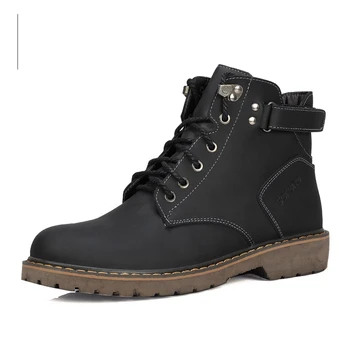 

Nice 2118 Winter Keep Warm Waterproof Cow Leather Men Martin Boots High Top Fashion Buckle Strong Man Army Boots Size 27- 76