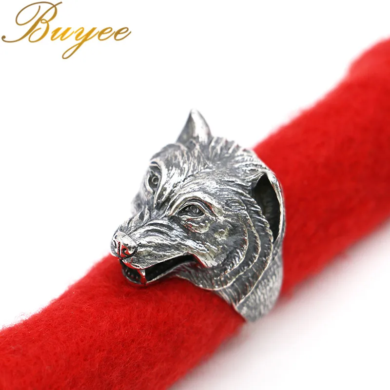 

BUYEE Wholesale Thai Silver Wolf Head For Man Cool Punk Male Ring Personality Style Jewelry