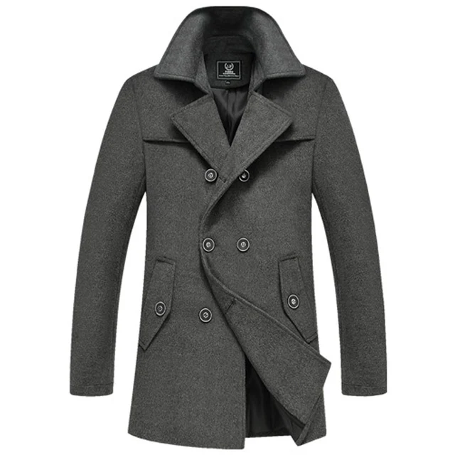 Plus Size Winter Coat Men 2015 New Man Slim Long Thicken Wool Jackets ...