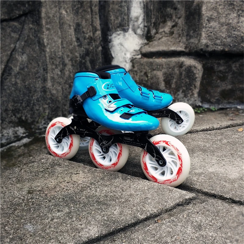 ماراثون 125 ملليمتر كبير عجلة 3X125 ملليمتر 85A LED فلاش عجلات الكبار الأطفال الكربون الألياف مضمنة سرعة التزلج على الجليد الأحذية 4X110 ملليمتر متعد...