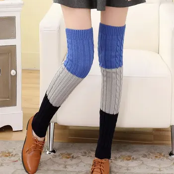 

Fashion Winter warm Long 3 block color knit Crochet Leg warmer for Women/female/girl/lady, Boot Covers/ Cuffs Accessories LM101