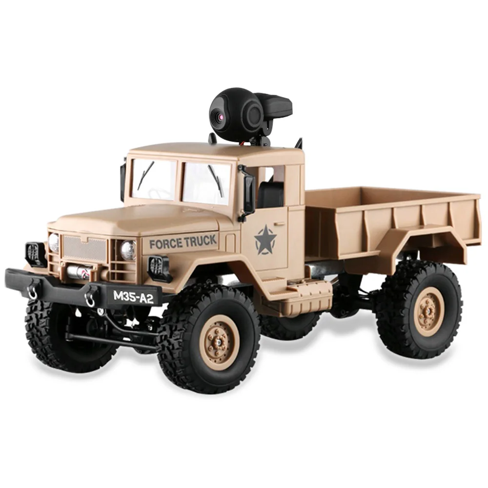 

FY001A WiFi RC Car 2.4Ghz 1:16 4WD Off-Road RC Car With Front Light 0.3MP Camera Brushed Military Car RTR 4-Channels RC Car