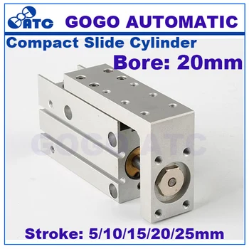 

GOGO ATC High quality Compact Slide Cylinder bore 20mm stroke 5/10/15/20/25mm MXH pneumatic double acting cylinder price