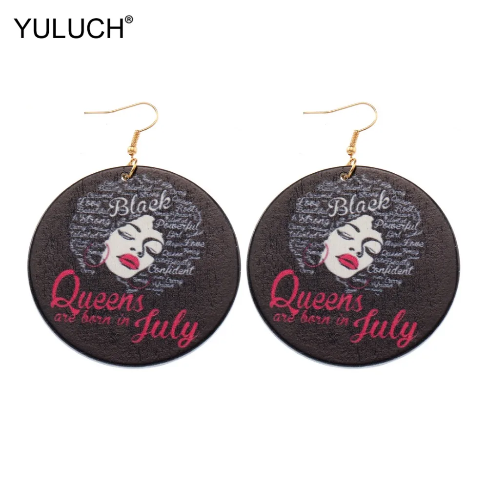 

YULUCH Big Round Black African Queen Colorful Wood Drop Earings Ethnic Dangle Hanging Boho Pendant Earrings For Women Wedding