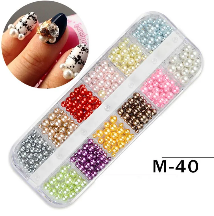 

For Nail Ornaments Shiny Sequins 12 Lattice Long Box Ornaments Imported Illusory Sequins Pearl Shells