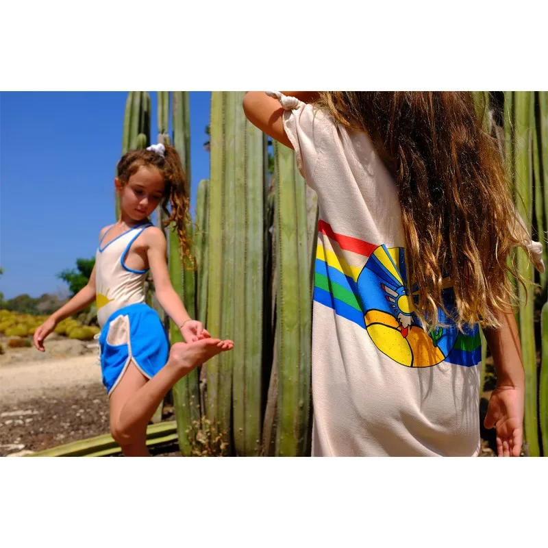 Комплекты детской одежды пляжная одежда для девочек футболки для девочек детские комбинезоны, хлопковая Футболка с изображением кактуса и солнца детские штаны для маленьких мальчиков летние топы