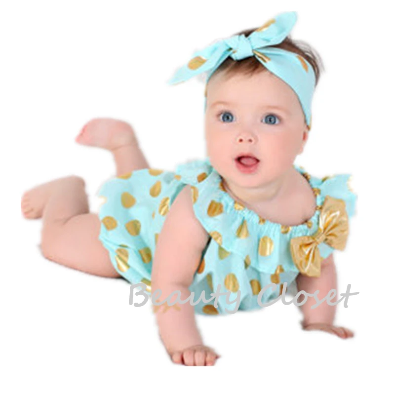 Baby Girl Clothes Gold Polka Dot Bodysuit Newborn Baby Playsuit
