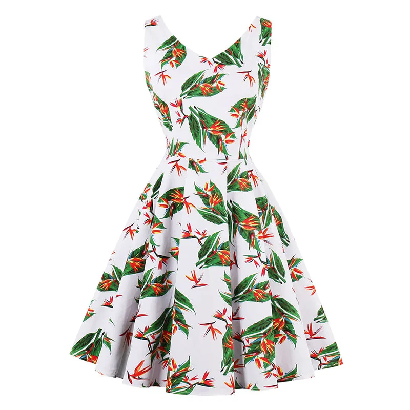 Kostlich 2017 Floral Print Vintage Dress Women V-Neck Sexy Hepburn 50s Style Autumn Dress Big Swing Party Dresses Plus Size 4XL (5)