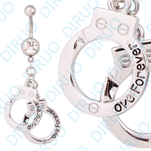 

Wholesale Handcuffs Crystal Dangle Belly Ring Belly Button Ring Navel Ring Body Jewelry 5PC/LOT.