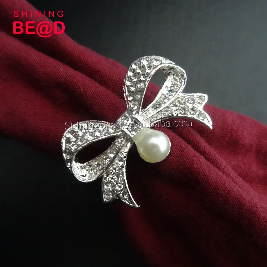 Pearl-bow-shape-clear-rhinestone-napkin-ring