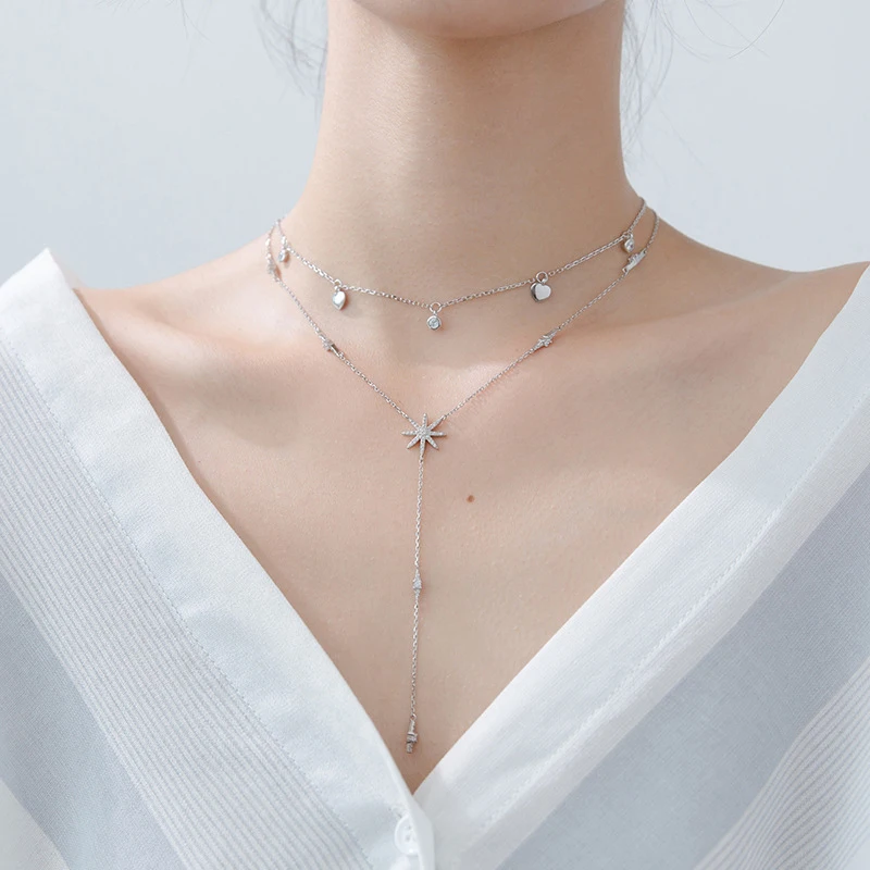 

Colusiwei 925 Sterling Silver Heart Choker Necklace Snowflake Exquisite Pendant Necklaces for Women 925 Silver Jewelry Gift
