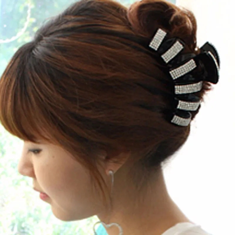 Большой роскошный акриловый полный кристалл волосы коготь стразы зажим для женщин корейская мода аксессуары ювелирные изделия девушки головные уборы