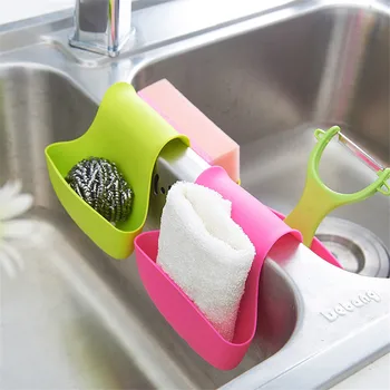 

TPR Kitchen Drain Hanging Storage Box Saddle Shape 2pockets Cleaing Tools Sponge Hanging Storage Basket Faucet Sink Drain Bag