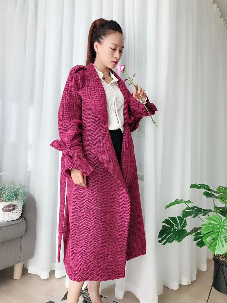 Женское пальто manteau femme hiver, длинное шерстяное пальто, толстая верхняя одежда, Корейская шерсть, женские пальто, зима, шерстяная куртка