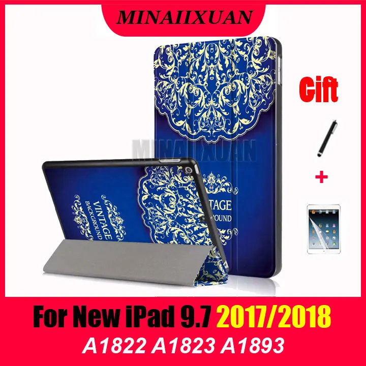 Окрашенные ПУ кожаный чехол флип для нового Ipad 9 7 &quot9 2017 A1822 A1823 планшета iPad 2018 A1893 +