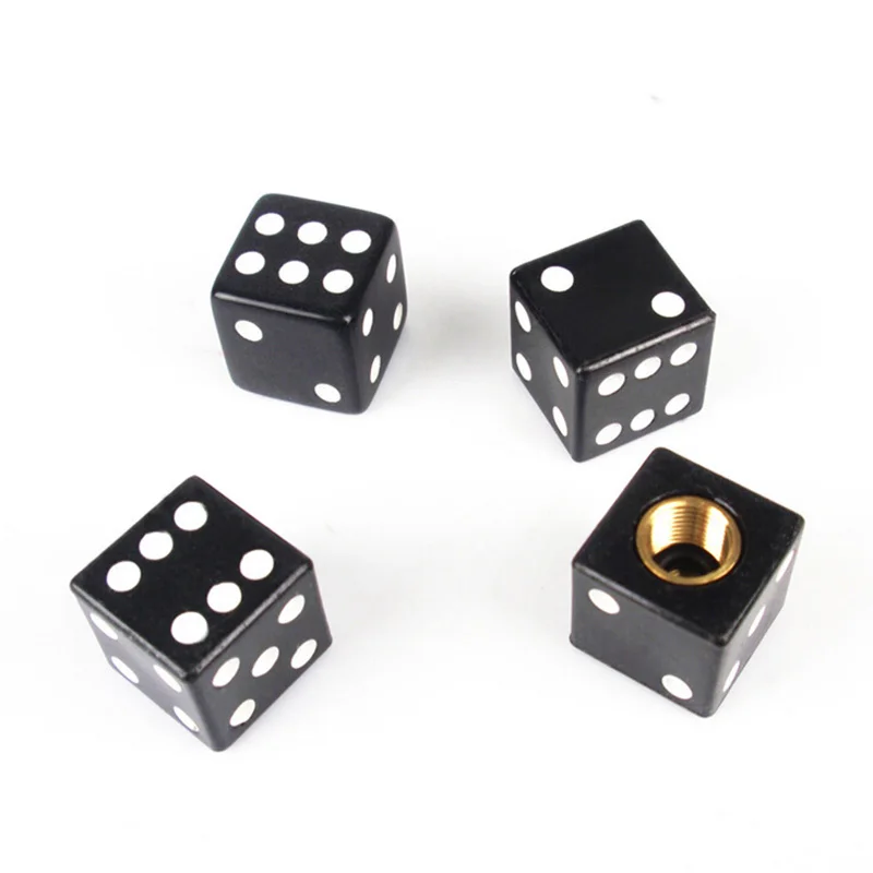 

4PCS Hot Sale Dice Valve Caps High Quality Black Tire Air Valve Stem Caps Car Trunk Bike Bicycle Wheel Rims Accessories