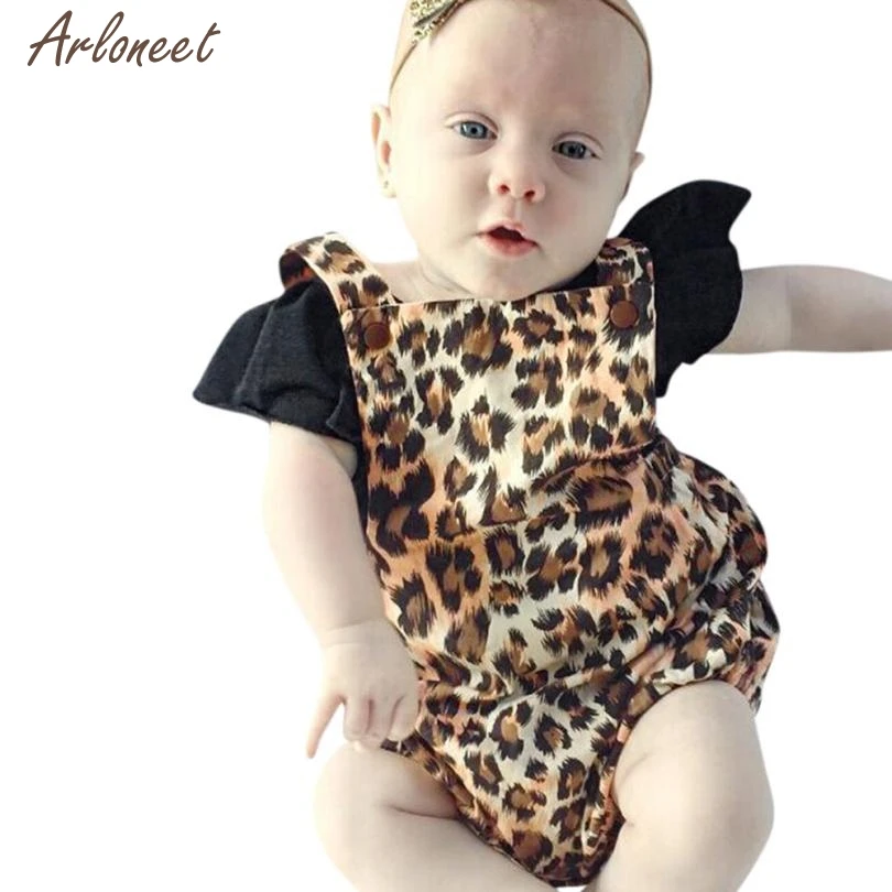 

2018 2Pcs Baby Girls Infant Leopard Print Toddler Jumpsuit Romper summer baby sets MAR15