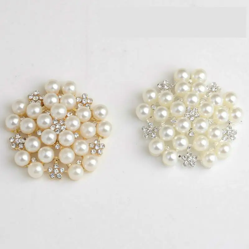 

Gold Silver Flower Clasp Inlay Pearl Rhinestone Handmade Accessories For Jewelry Making & Findings Diy Bag Charm Materials